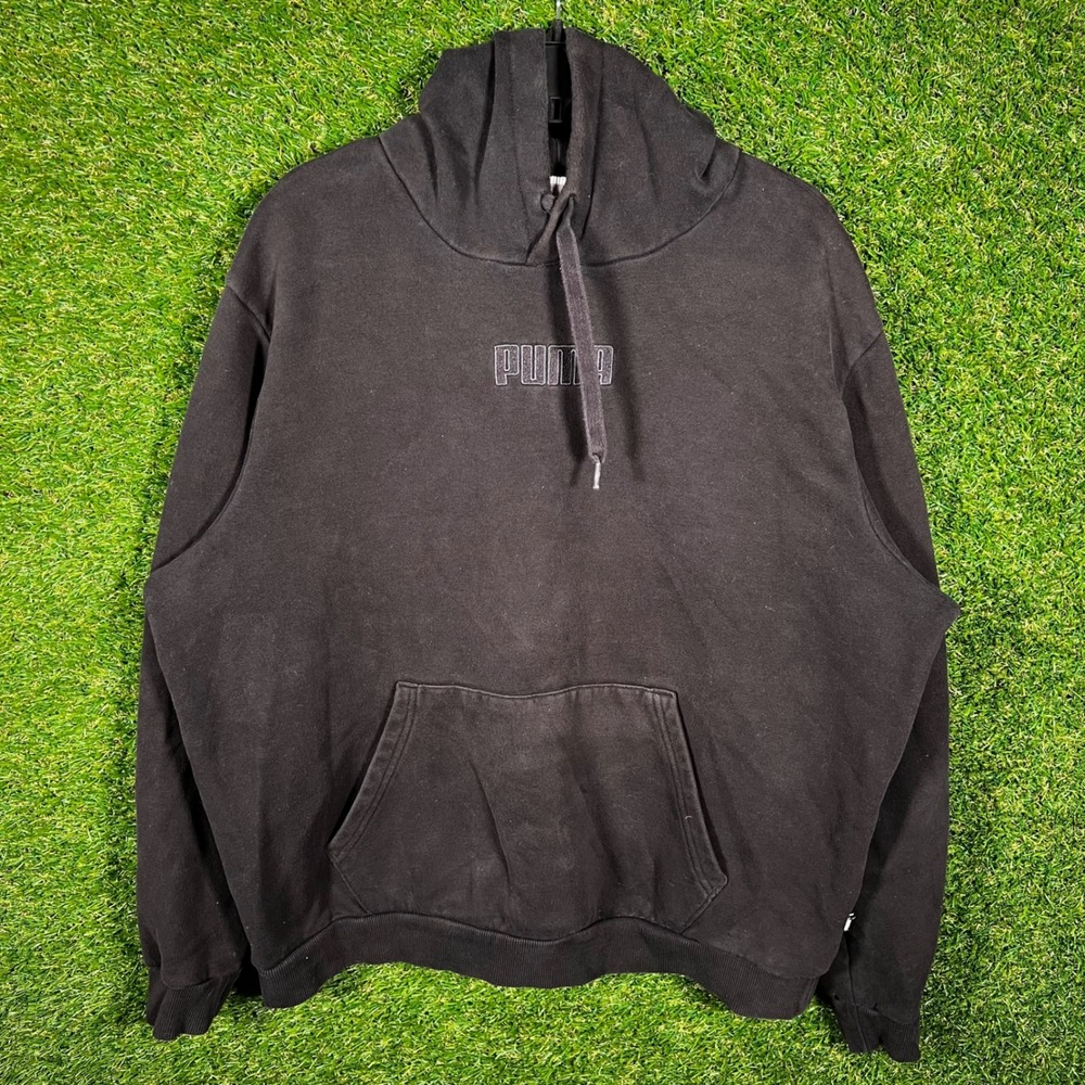 Puma Mens XL Black Embroidered Logo Pullover Hoodie Sweatshirt